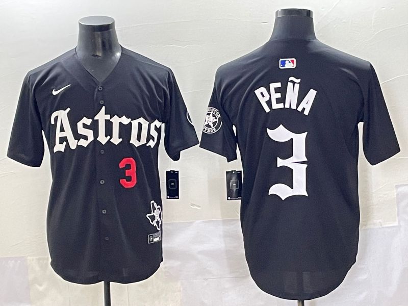 Men 2025 Houston Astros 3 Pena Black Five generations Joint Name Nike MLB Jersey style 2